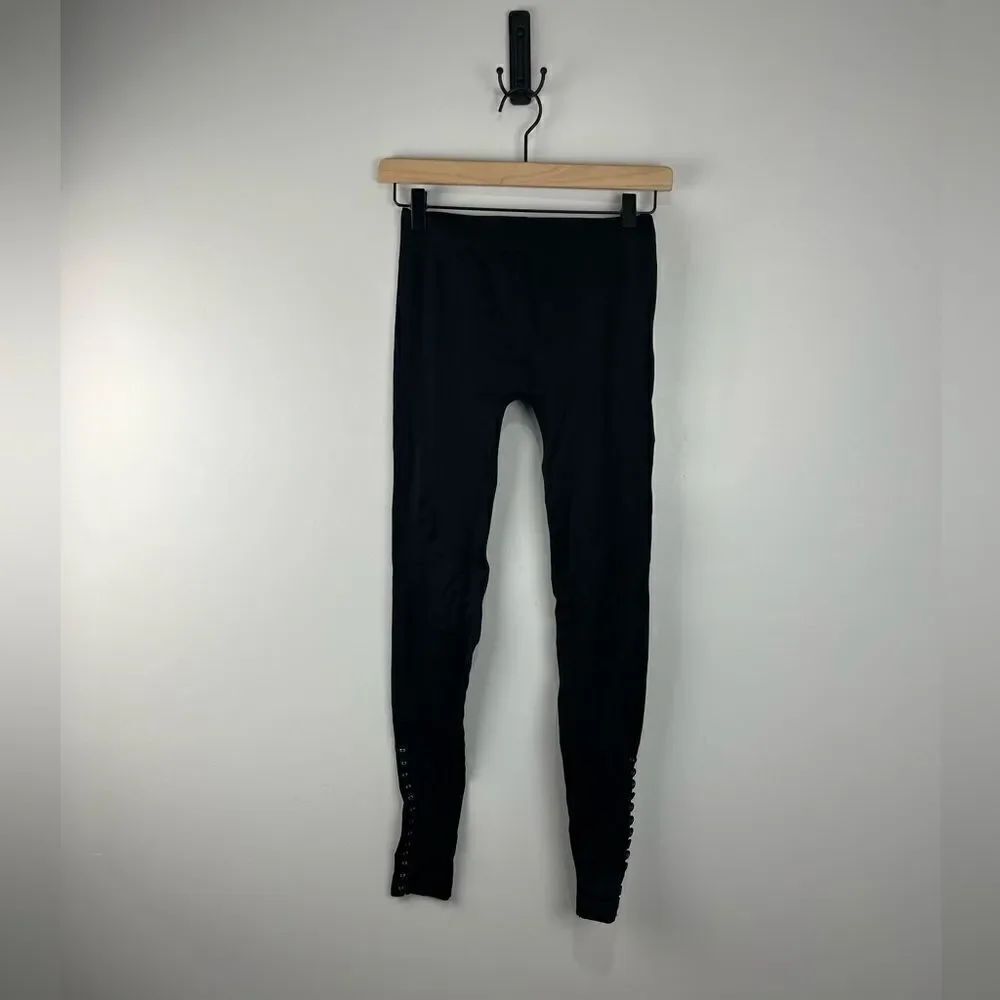 American Rag Black Stretchy Leggings with Ankle Buttons Detail S
